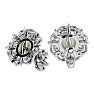 2 Carat Opal and Diamond Antique Stud Earrings In Sterling Silver Image-4