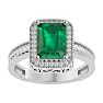 2 1/2 Carat Antique Style Emerald and Diamond Ring in 14 Karat White Gold Image-1