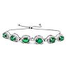 4 Carat Emerald and Diamond Bolo Bracelet In 14 Karat White Gold, Adjustable 6-9 Inches Image-1