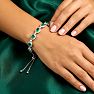 4 Carat Emerald and Diamond Bolo Bracelet In 14 Karat White Gold, Adjustable 6-9 Inches Image-6