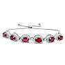 4 Carat Ruby and Diamond Bolo Bracelet In 14 Karat White Gold, Adjustable 6-9 Inches Image-1
