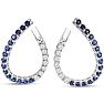 2 1/2 Carat Front-Back Sapphire and Diamond Hoop Earrings In 14 Karat White Gold, 1 Inch Image-1