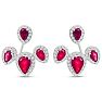 3 Carat Ruby and Diamond Drop Earrings In 14 Karat White Gold, 1/2 Inch Image-1
