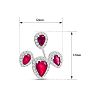3 Carat Ruby and Diamond Drop Earrings In 14 Karat White Gold, 1/2 Inch Image-2