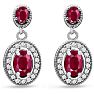 2 Carat Ruby and Diamond Drop Earrings In 14 Karat White Gold, 3/4 Inch Image-1