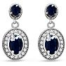 2 Carat Sapphire and Diamond Drop Earrings In 14 Karat White Gold, 3/4 Inch Image-1