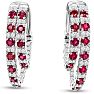 2 1/2 Carat Ruby and Diamond Hoop Earrings In 14 Karat White Gold, 1 Inch Image-2