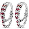 2 1/2 Carat Ruby and Diamond Hoop Earrings In 14 Karat White Gold, 1 Inch Image-3
