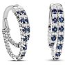 2 1/2 Carat Sapphire and Diamond Hoop Earrings In 14 Karat White Gold, 1 Inch Image-1