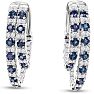 2 1/2 Carat Sapphire and Diamond Hoop Earrings In 14 Karat White Gold, 1 Inch Image-2