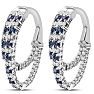 2 1/2 Carat Sapphire and Diamond Hoop Earrings In 14 Karat White Gold, 1 Inch Image-3
