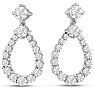 2 Carat Diamond Drop Earrings In 14 Karat White Gold, 1 Inch Image-1