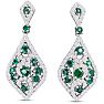 2 Carat Emerald and Diamond Drop Earrings In 14 Karat White Gold, 1 1/4 Inch Image-1
