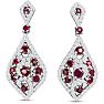 2 Carat Ruby and Diamond Drop Earrings In 14 Karat White Gold, 1 1/4 Inch Image-1