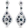 2 Carat Sapphire and Diamond Drop Earrings In 14 Karat White Gold, 1 1/4 Inch Image-1