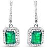 4 1/2 Carat Emerald and Diamond Drop Earrings In 14 Karat White Gold, 1 1/4 Inch Image-1