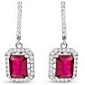 4 1/2 Carat Ruby and Diamond Drop Earrings In 14 Karat White Gold, 1 1/4 Inch Image-1