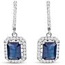 4 1/2 Carat Sapphire and Diamond Drop Earrings In 14 Karat White Gold, 1 1/4 Inch Image-1