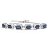 4 Carat Sapphire and Diamond Bolo Bracelet In 14 Karat White Gold, Adjustable 6-9 Inches Image-1