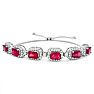4 Carat Ruby and Diamond Bolo Bracelet In 14 Karat White Gold, Adjustable 6-9 Inches Image-1