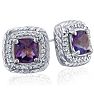 2 3/4 Carat Cushion Cut Amethyst and Diamond Earrings In Sterling Silver Image-1