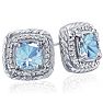 2 3/4 Carat Cushion Cut Aquamarine and Diamond Earrings In Sterling Silver Image-1