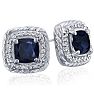 2 3/4 Carat Cushion Cut Sapphire and Diamond Earrings In Sterling Silver Image-1