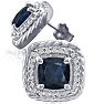 2 3/4 Carat Cushion Cut Sapphire and Diamond Earrings In Sterling Silver Image-2