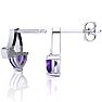 3/4 Carat Amethyst and Diamond Heart Earrings In Sterling Silver Image-2