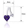 3/4 Carat Amethyst and Diamond Heart Earrings In Sterling Silver Image-3