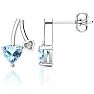 3/4 Carat Aquamarine and Diamond Heart Earrings In Sterling Silver Image-1