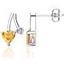 3/4 Carat Citrine and Diamond Heart Earrings In Sterling Silver Image-1
