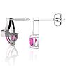 3/4 Carat Pink Sapphire and Diamond Heart Earrings In Sterling Silver Image-2
