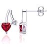 3/4 Carat Ruby and Diamond Heart Earrings In Sterling Silver Image-1