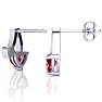 3/4 Carat Ruby and Diamond Heart Earrings In Sterling Silver Image-2
