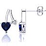 3/4 Carat Sapphire and Diamond Heart Earrings In Sterling Silver Image-1