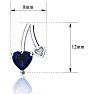 3/4 Carat Sapphire and Diamond Heart Earrings In Sterling Silver Image-3