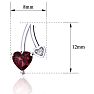 3/4 Carat Garnet and Diamond Heart Earrings In Sterling Silver Image-3
