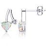 3/4 Carat Opal and Diamond Heart Earrings In Sterling Silver Image-1
