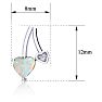 3/4 Carat Opal and Diamond Heart Earrings In Sterling Silver Image-3