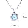 2 Carat Cushion Cut Aquamarine and Diamond Necklace In Sterling Silver With 18 Inch Chain Image-4