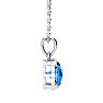 2 Carat Cushion Cut Blue Topaz and Diamond Necklace In Sterling Silver With 18 Inch Chain Image-2