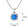 2 Carat Cushion Cut Blue Topaz and Diamond Necklace In Sterling Silver With 18 Inch Chain Image-4