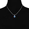 2 Carat Cushion Cut Blue Topaz and Diamond Necklace In Sterling Silver With 18 Inch Chain Image-5