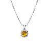2 Carat Cushion Cut Citrine and Diamond Necklace In Sterling Silver With 18 Inch Chain Image-3