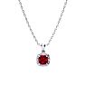 2 Carat Cushion Cut Ruby and Diamond Necklace In Sterling Silver With 18 Inch Chain Image-3