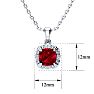 2 Carat Cushion Cut Ruby and Diamond Necklace In Sterling Silver With 18 Inch Chain Image-4