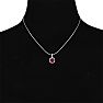 2 Carat Cushion Cut Ruby and Diamond Necklace In Sterling Silver With 18 Inch Chain Image-5