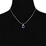 2 Carat Cushion Cut Sapphire and Diamond Necklace In Sterling Silver With 18 Inch Chain Image-5