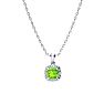 2 Carat Cushion Cut Peridot and Diamond Necklace In Sterling Silver With 18 Inch Chain Image-3